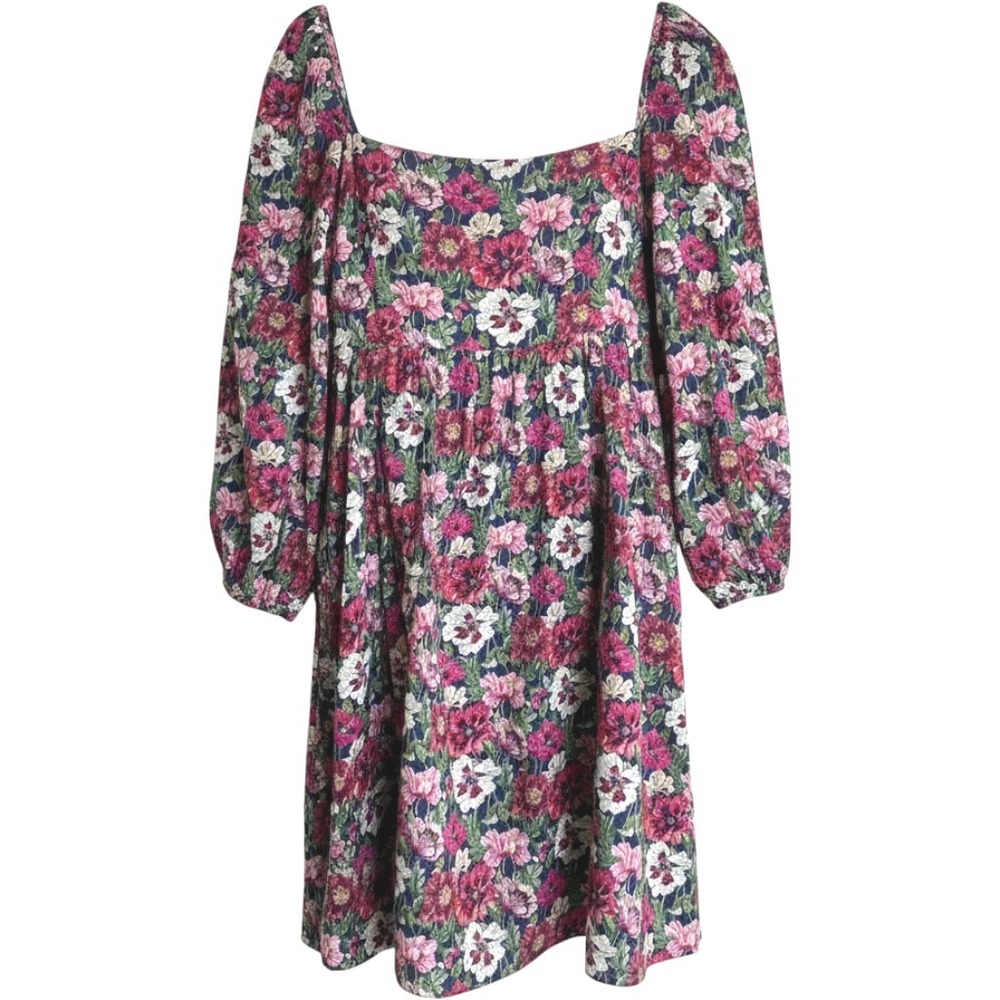 J.Crew Liberty Fabric Poppy‎ Amelie Floral Square Neck Smocked Back Cotton Dress